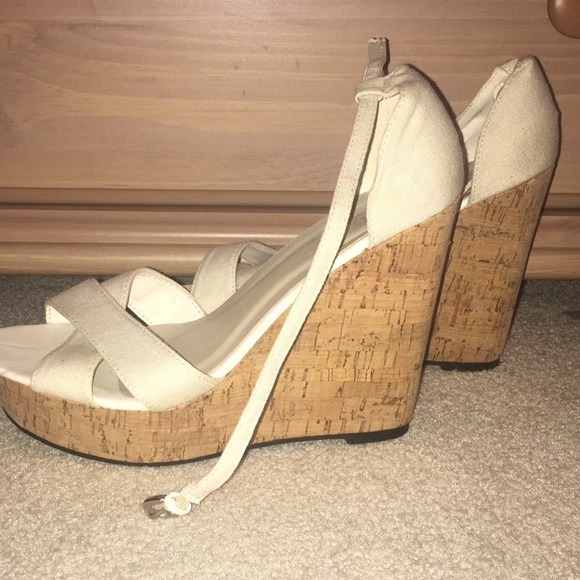 White Peep Toe Wedges - Picture 4 of 4